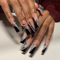 Long Acrylic Nail Designs, Drip Nails, Long Acrylic Nails Coffin, Acrylic Nails Coffin Pink, Long Square Acrylic Nails, Black Nail