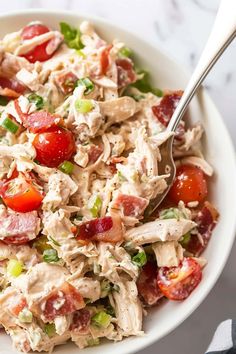 BLT Chicken Salad - Insanely Good Chicken Blt Salad Recipe, Blt Chicken Salad Recipe, Chicken Blt Salad, Healthy Blt, Blt Chicken Salad, Blt Salad Recipe, Blt Chicken, Lite Meals, Avocado Blt