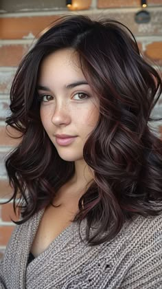 Embrace Elegance: 25 Dark Brown Hair Color Ideas for a Chic Transformation Dark Mahogany Brown Hair With Highlights, Dark Brown Hair With Merlot Highlights, Dark Brown Hair With Burgundy Balayage, Dark Brown With Burgundy Highlights, Brown Hair With Depth, Brown Hair With Mahogany Highlights, Dark Burgundy Brown Hair, Burgundy Brunette Hair, Dark Brown Hair With Dimension Balayage