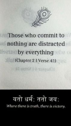 an open book with the words, those who commit to nothing are distracted by everything