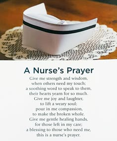 a nurse's prayer with a boat on it