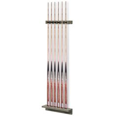 a tall metal rack with many sticks sticking out of it