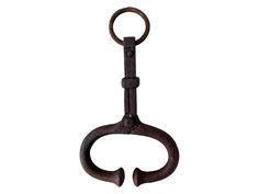 an old rusty metal hook on a white background