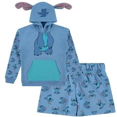 Introducing the officially licensed Disney Girls Lilo and Stitch Shorts Set, available in both a Pullover Hoodie and Crewneck Sweatshirt. Offered in sizes XS 4/5, S 6/6X, M 7/8, L 10/12, and XL 14/16 for both little and big girls, this adorable set features metallic HD embroidery of beloved characters Lilo and Stitch. Crafted from a cozy blend of materials for ultimate comfort and durability, the pullover hoodie or crewneck offers a snug fit with ribbed cuffs and hem, while the matching shorts c Cute Pajama Outfits, Stitch Cosplay, Lilo And Stitch Costume, Stitch Shorts, Stitch Pajamas, Stitch Costume, Stitch Clothing, Stitch Sweatshirt, Stitch Stuff