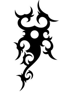 a black and white tattoo design with swirls on it's back, in the shape