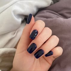 Navy Blue Shellac Nails, Dark Denim Blue Nails, Black Navy Nails, Dark Square Acrylic Nails, Dark Blue Manicure, Dark Blue Black Nails, Navy Square Nails, Dark Blue Dip Nails, Blue Dark Nails