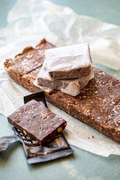 three pieces of chocolate on top of each other