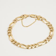 F I G A R O ∙ B R A C E L E T  ∙  * Details: Solid Gold ∙ 8K Gold ∙ Yellow Gold * Weight: 22.8 grams * Bracelet length: 9.06 inches // 23 cm * Width: 6.7 mm. * Condition: All our pieces are vintage, antique or close to new. The piece undergoes a restoration proces, which includes ultrasonic cleaning and mild polish techniques to enhance the condition of the piece. * All our pieces are vintage and handpicked. We put a lot of effort into finding the most unique and beautiful items for you guys ♥️ Figaro Bracelet, Scandinavian Jewelry, Beautiful Items, Elegant Jewelry, Gold Yellow, R A, Arm Band, A R, Solid Gold