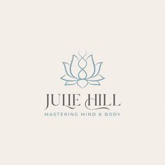 the logo for june hill mastering mind and body, which is designed to look like a lotus