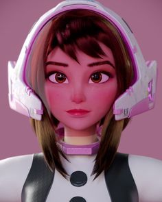 a close up of a cartoon character wearing headphones and looking at the camera with an angry look on her face