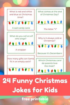 printable christmas joke cards for kids to help them learn how to use the word