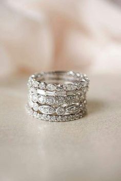 a stack of rings sitting on top of a table