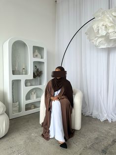 Abaya Brown, Everyday Abaya, Brown Slip Dress, Chiffon Hijab, Split Sleeve, Everyday Look, Slip Dress, Split, Chiffon