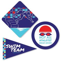 the logo for swim team and not all athletes wear shoes is shown in this image