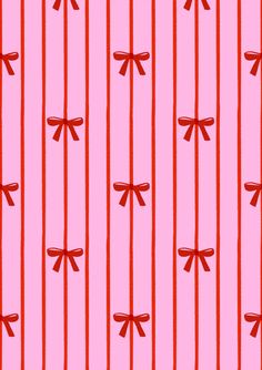 a pink background with red bows on it