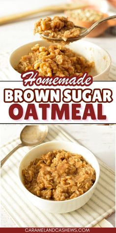 homemade brown sugar oatmeal in a white bowl