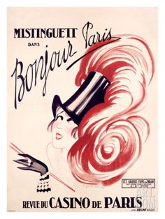 an old fashion poster with a woman's hair blowing in the wind and wearing a top hat