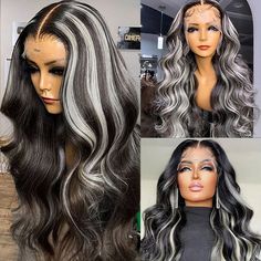 PRODUCT FEATURESItem: Grey Highlight With Black Color Body Wave 13x4 Lace Front Human Hair WigsHair Material: 100% Virgin Brazilian Human Hair, 10A Grade, No Really Shedding, No Tangle, No Bad Smell.Hair Color: P1B/Grey (Different light, may have a little chromatic aberration)Wig Density: 150% /180% DensityHair Length: 10 inch - 32 inch are availableTexture: Body wave Hair, Natural Hairline, Soft, Comb Easily, Can Re-style and Color well.Lace Net: 13*4 Inch Swiss lace, Pre-plucked with Baby Hair Grey Highlights, Platinum Blonde Highlights, Graduation Hairstyles, Remy Human Hair Wigs, Hair Brands, Body Wave Wig, Body Wave Hair, Brazilian Human Hair, Platinum Blonde