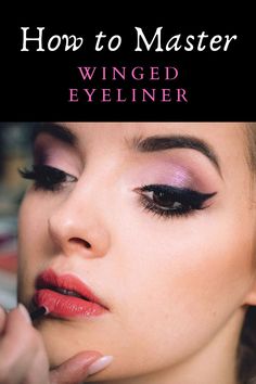 Want to perfect your winged eyeliner? Use these tips! Upward Wing Eyeliner, Cats Eye Make Up Winged Liner, Best Blush Brush, Dramatic Winged Eyeliner, Cat Eye Hacks Winged Liner, Order To Apply Makeup, Big Winged Eyeliner Goth, Brown Smokey Eye Makeup, Dewy Foundation