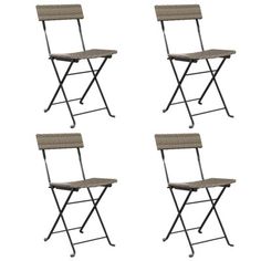 four folding chairs sitting next to each other