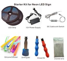 various types of leds and accessories are shown