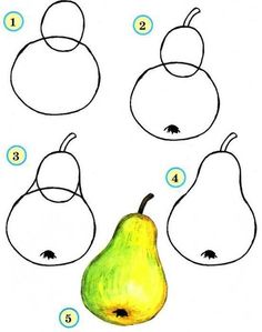 how to draw a pear step by step