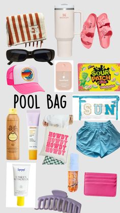 #preppy pool bag What To Pack In Your Pool Bag, What To Pack For A Pool Day, What To Bring To The Pool For Teens, What To Take To A Pool Party, Preppy Pool Day, Pool Bag Essentials List, What To Bring To The Pool, Pool Bag Organization, Pool Necessities