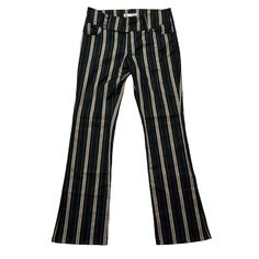 Urban Outfitters Y2k Belted Trouser Pant Color: Black With White, Red, Yellow, And Green Stripes Tailored Trousers In A Low Rise Silhouette. Cut With A Fitted Leg That Flares Below The Knee. Topped With A Wide Belt At The Waistband. Seamed Detailing Down The Back Of The Legs. Triple Button Closure. Zip Fly. No Rear Pockets. 66% Polyester, 32% Viscose, 2% Spandex. Machine Wash Cold. Tumble Dry Low. Condition: New With Tag. Never Worn. Smoke Free. Size: 10 Measurements (Flat Across): Waist 16” Hip Y2k Style Fitted Trousers, Y2k Fitted Trousers, Striped Stretch Pants For Fall, Fall Striped Stretch Pants, Stretch Y2k Trousers, Y2k Style Stretch Trousers, Y2k Style Trousers, 90s Style Fitted Black Pants, Urban Outfitters Stretch Wide Leg Pants