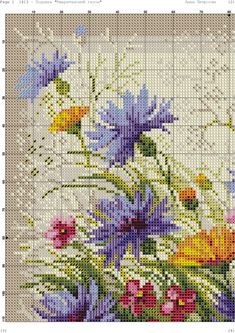 a cross stitch pattern with flowers on it