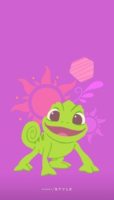 a green frog sitting on top of a purple background