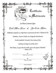 a certificate with an image of a bird on the front and back of it, in spanish