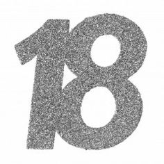 the number eighteen is made out of silver glitter