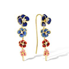 PRICES MAY VARY. ♥Gorgeous Style♥ Delicate enamel flower earrings are wonderful complements for you to attend parties, weddings, dating, and other occasions, will decorate you charming and gorgeous, stand out in the crowd, and giving you a better wearing experience ♥Quality Material♥ Made of fine 925 Sterling Silver with high quality 14K gold plating added to enhance shine, durable and low irritation, safe and comfortable to wear for a long time, not easy to rust, simple and stylish, enhance you Cute Enamel Earrings, Flower Ear Cuffs, Ear Climber Earrings, Crawler Earrings, Ear Crawler, Ear Crawler Earrings, Indian Flowers, Gorgeous Style, Ear Climbers Earrings