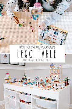 Playroom Lego Storage, Modern Lego Table, Lego Set Up Room, Diy Lego Station, Ikea Hack Lego Storage, Lego Table Under Loft Bed, Diy Large Lego Table, Legi Storage, Lego Building Area Ideas