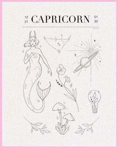 the cover of capricorn magazine, featuring an illustration of a mermaid and other things