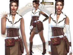 an image of a woman in steampunk clothing with her hands on her hips