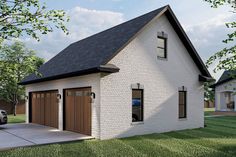 a two car garage is shown in this rendering