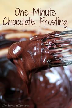 One-Minute Chocolate Frosting. Say goodbye to canned frosting! Recipe at TheYummyLife.com Cupcake Creme, Canned Frosting, Clotted Cream, Icing Recipe, Evaporated Milk, Chocolate Frosting, Yummy Sweets, Cake Frosting, Easy Chocolate