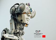 a robot with speakers on its head and the words df dragonfly above it