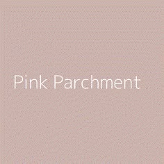 the words pink parchment are in white letters on a light gray background, and there is a