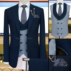 Zink blue tapered fit customized 3Pcs suit in supper fine tropical fabric paired with wide shawl lapel waistcoat for elegancy look at your big day. Exclusively Available for #Customized orders at Uomo Attire. ☎️ For #Pricing & inbox us OR Call/WhatsApp on +92300-766-8666 #Bespoke #MTM #CustomMade #Madetomeasure #Mens #Suit #PrinceCoat #Tuxedo #Menswear #style #fashion #Sherwanidesign #Luxury #Wedding #Waistcoat #Groom #dulhan #custom #checksuit #weddingsuit #Royal #Tie #weddingdress #lapelpin 3 Piece Tuxedo For Men Wedding Blue, Three Pcs Suit For Men, Wedding Blazers For Men Groom Attire, 3pcs Suit Men Wedding, 3 Pcs Suit Men Wedding, 3pcs Suit Men, 3 Pcs Suit Men, Royal Blue Suit Men, Tuxedo For Men Wedding Classy