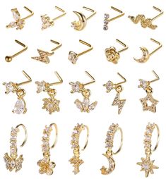 PRICES MAY VARY. Nose Rings Piercing Set-Each order you will receive 20 different style nose rings,include:10pcs L shaped nose studs,5pcs L shaped dangle nose nails,and 5pcs dangle nose rings.The quantity and styles are enough to meet your daily outfit matching needs. Simple basic styles with novel dangle design, never go out of style, great choice for nose piercing jewelry.There are two colors for you to choose: gold and silver. Material&size-These nose studs are made of stainless steel pin and Dangle Nose Ring, Nose Piercing Hoop, Body Jewelry Piercing, Piercing Ring, Nose Rings Hoop, Nose Jewelry, Lip Ring