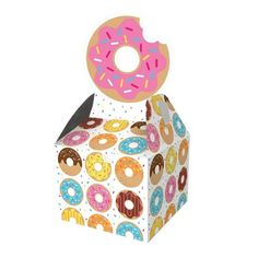 a box with a donut on top of it