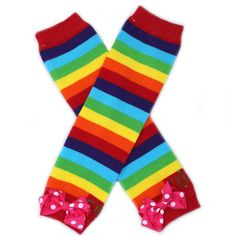 Rainbow Cotton Leg Warmers with Bow! Cute and adorable baby girl leg warmers Long Leg Warmers, Rainbow Bright, Christmas 2014, Adorable Baby, Long Legs