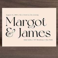 the wedding announcement is shown in black and white, with an elegant calligraphy font