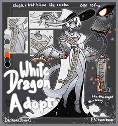 the white dragon adopt poster is shown with an image of a woman in a witches costume