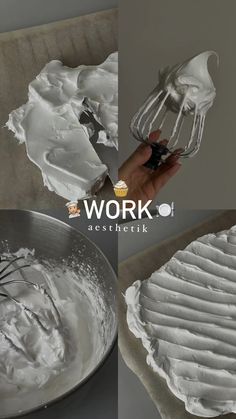 the process of making whipped cream in a mixing bowl with a whisk attachment