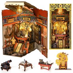 an elaborately decorated dollhouse with furniture and accessories