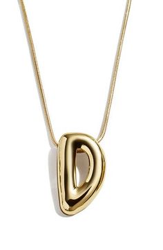 Gleaming personality defines the bubbly initial pendant in this playful necklace that instantly customizes your stack. 18" length; 3 1/2" extender; 1" x 1" pendant Goldtone plate Imported Initial Pendant Necklace, Initial Pendant, Christmas List, Initials, Gold Tones, Bubbles, Nordstrom, Pendant Necklace, Pendant