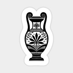 a black and white vase sticker on a white background with an ornate design in the center